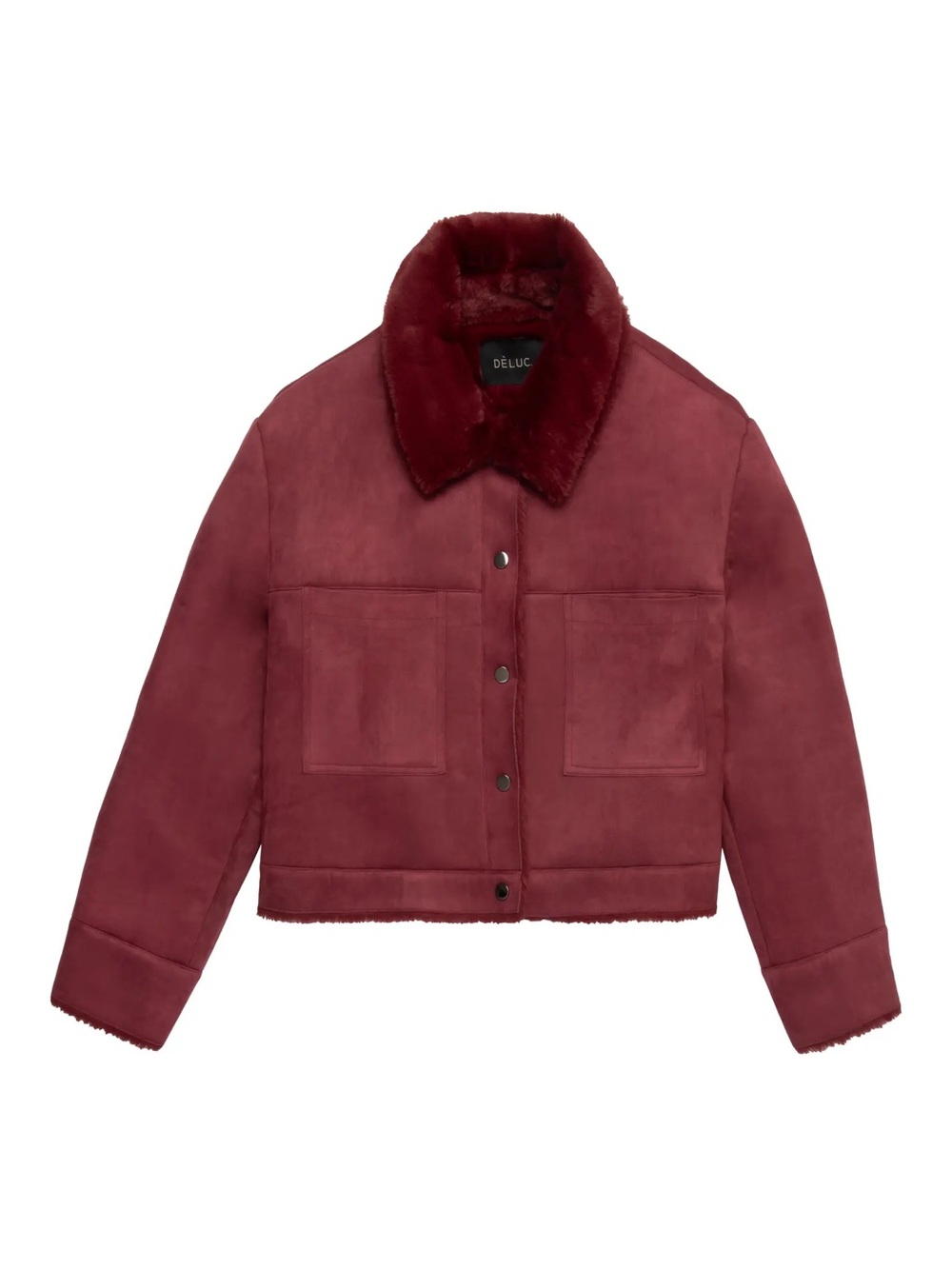 Deluc Burgundy Faux Shearling Cropped Jacket (New, sealed in bag)